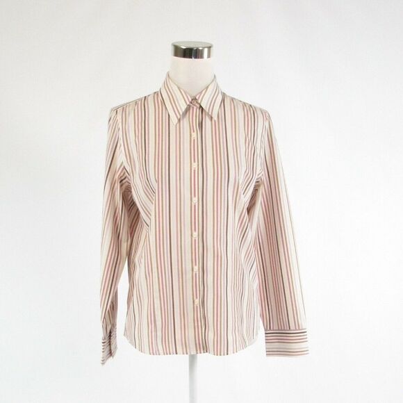 White purple TALBOTS button down blouse 6 - Picture 1 of 8